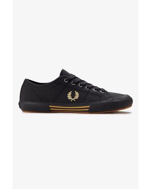 Fred Perry B708 Vintage Tennis Canvas /Champagne Trainers - Black