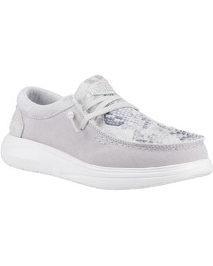 HEYDUDE Wendy Comf Leather /Snake Shoes - White