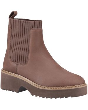 TOMS Millie Leather Oak Heeled Ankle Boots - Brown