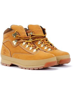 Timberland Euro Hiker Mid Lace Leather Wheat Boots - Brown