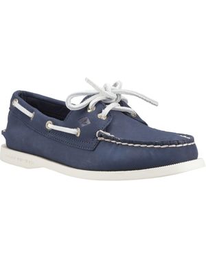 Sperry Top-Sider Authentic 2 Eye Leather Boat Shoes - Blue