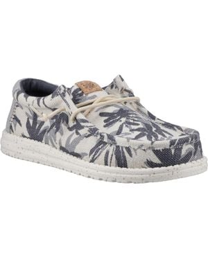 HEYDUDE Wally Palm Jute Jute Egret/Cloud Moccasins Shoes - Grey