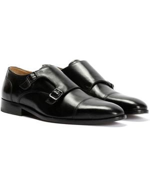 Chapman & Moore Toe Cap Monk Leather Shoes - Black