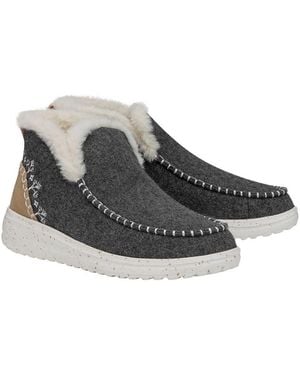HEYDUDE Denny Wool Faux Shearling Synthetic Boots - Grey