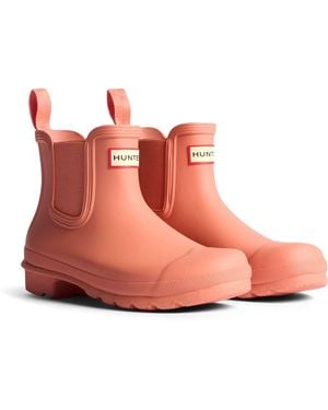 HUNTER Original Chelsea Boot Rubber Terracotta Wellington Boots - Pink