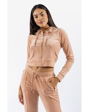 Juicy Couture Classic Velour Hoodie With Juicy Logo Synthetic Hooded Sweatshirt - Natural