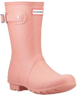 HUNTER Original Short Boot Rubber Terracotta Wellington Boots - Pink