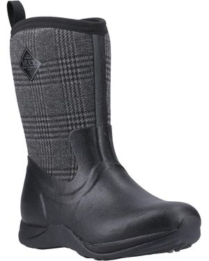 Muck Boot Arctic Weekend Rubber /Plaid Winter Mid Calf Boots - Black