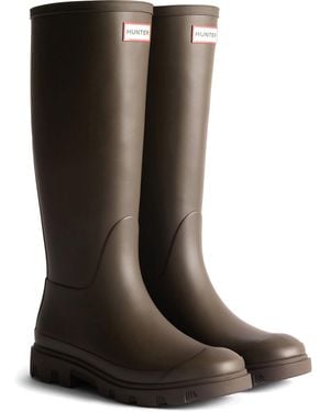 HUNTER Downpour Tall Boot Rubber Wellington Boots - Brown