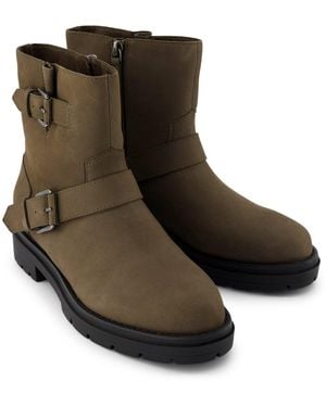 TOMS Ionie Moto Leather Canteen Boots - Green