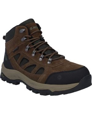 Hi-Tec Bandera Expedition Mid Wide Leather Smokey/Khaki Hiking Boots - Black