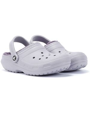 Crocs™ Classic Lined Women's Mauve Clogs - White