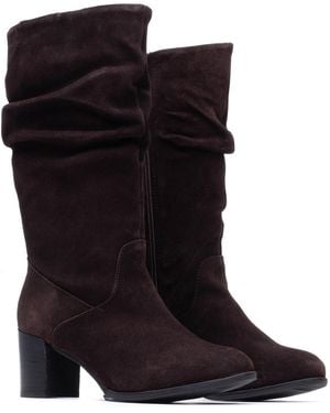 Hush Puppies Cosima Suede Heeled Knee High Boots - Black