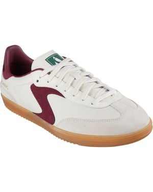 Skechers Hotshot Pyke Synthetic /Burgundy Trainers - White