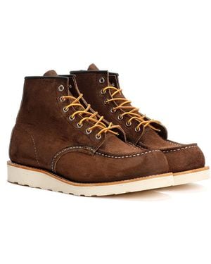 Red Wing Wing 8836 6 Inch Moc Toe Suede Chocolate Boots - Brown