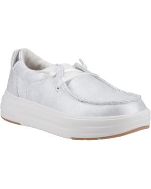 HEYDUDE Wendy Nova Shimmer Synthetic Snow Moccasins Shoes - White