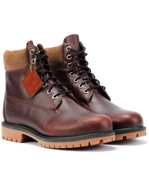 Timberland Heritage 6 Inch Waterproof Leather Burgundy Boots - Brown