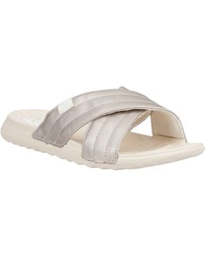 HEYDUDE Christi Slide Distressed Synthetic Metallic Sandals - Grey