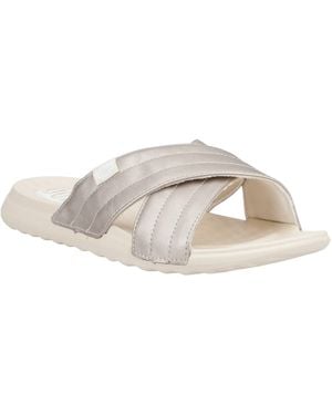 HEYDUDE Christi Slide Distressed Synthetic Metallic Sandals - Grey