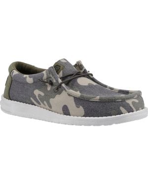 HEYDUDE Wally Washed Camo Synthetic Camo Shoes - Grey