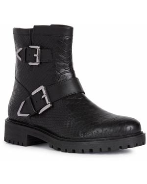 Geox Hoara 90% Leather Bovine Coated-10% Leather Bovine Nappa Women's Black Boots