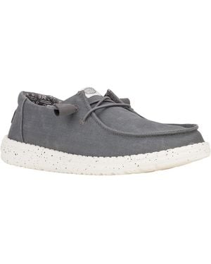 HEYDUDE Wendy Canvas 100% Cotton Loafers - Gray