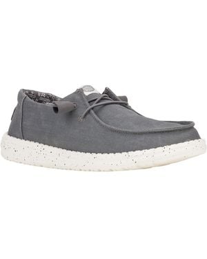 HEYDUDE Wendy Canvas 100% Cotton Loafers - Grey
