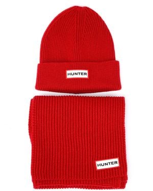 HUNTER Jura Beanie Hat/Scarf Boxset Acrylic - Red