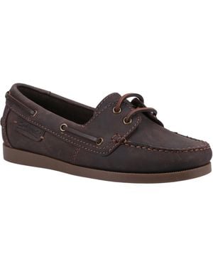 Cotswold Waterlane Leather Women's Boat Shoes - Black