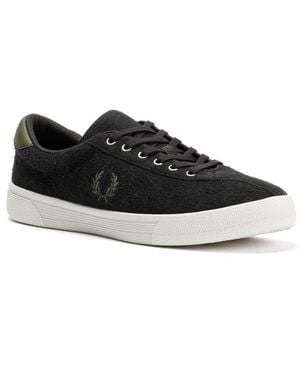 Fred Perry Tennis Shoe Suede Anchor Trainers - Black