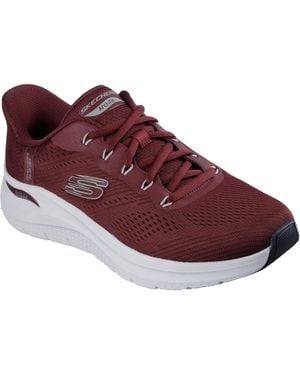 Skechers Arch Fit 2.0 Lestur Textile Burgundy Trainers - Red