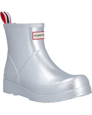 HUNTER Play Short Boot Metallic Rubber Wellington Boots - Blue