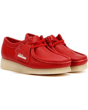 Clarks Wallabee Leather Shoes - Red
