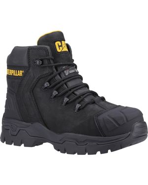 CAT Safety Caterpillar Everett S3 Wp Leather Safety Boots - Black