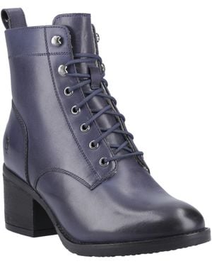 Hush Puppies Harriet Leather Heeled Ankle Boots - Blue