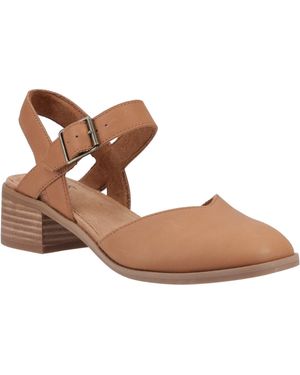 TOMS Jaclyn Leather Sugar Round Slingback Heels - Brown