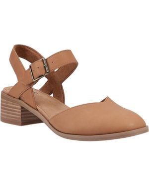 TOMS Jaclyn Leather Sugar Round Slingback Heels - Brown
