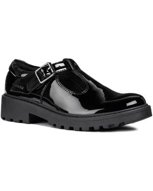 Geox J Casey G. E Leather Patent Shoes - Black