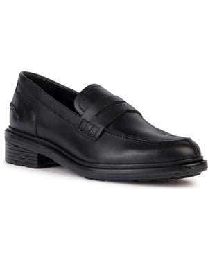 Geox D Walk Pleasure F Leather Moccasins Shoes - Black