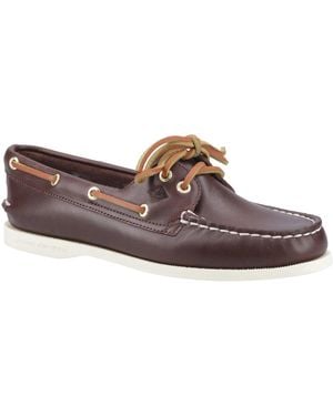 Sperry Top-Sider Authentic 2 Eye Leather Boat Shoes - Brown