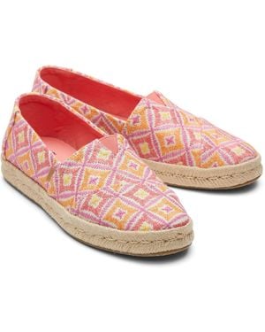 TOMS Ladies Alpargata 2.0 Geometric Rope Wrap Espadrilles (Shell) - Pink