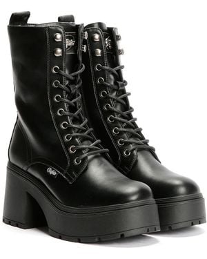 Buffalo Mila Lace Up Mid Boots - Black