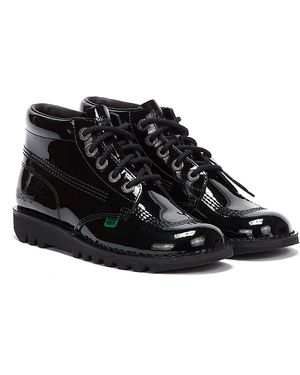Kickers Kick Hi Patent Laarzen - Zwart