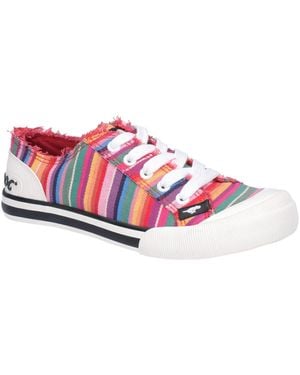 Rocket Dog Jazzin Eden Stripe Cotton Multi Trainers - Red