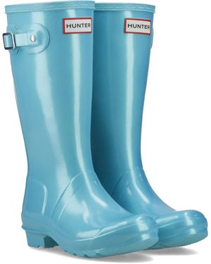 HUNTER Original Nebula Rubber Pool Wellington Boots - Blue