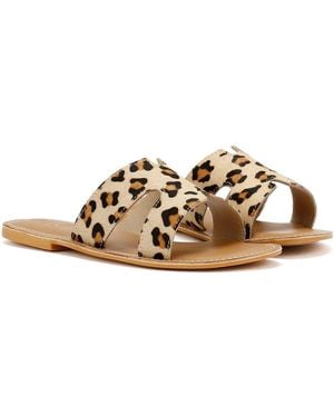 TOWER London Tower London Cut Out Leather Leopard Print Mules - Brown