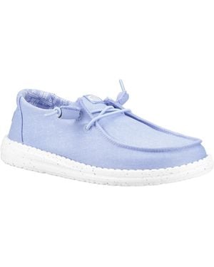 HEYDUDE Wendy Stretch Canvas Textile Hydrangea Loafers - Blue