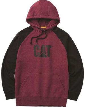 Caterpillar Raglan Cotton Hooded Sweatshirt - Red