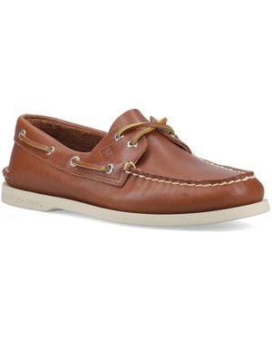 Sperry Top-Sider Authentic 2 Eye Leather Boat Shoes - Brown