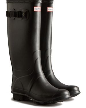HUNTER Huntress Wide Leg Wellington Boots - Black